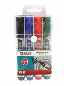 Parrot Whiteboard Marker Bullet Tip x 4 Assorted