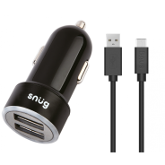 Snug Car Juice 3.4A Charger + Type C Cable - Black