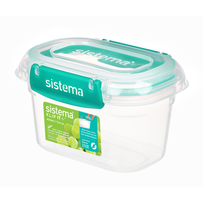 Sistema 400ml Rectangle Klip It Plus Minty Teal Incredible Connection