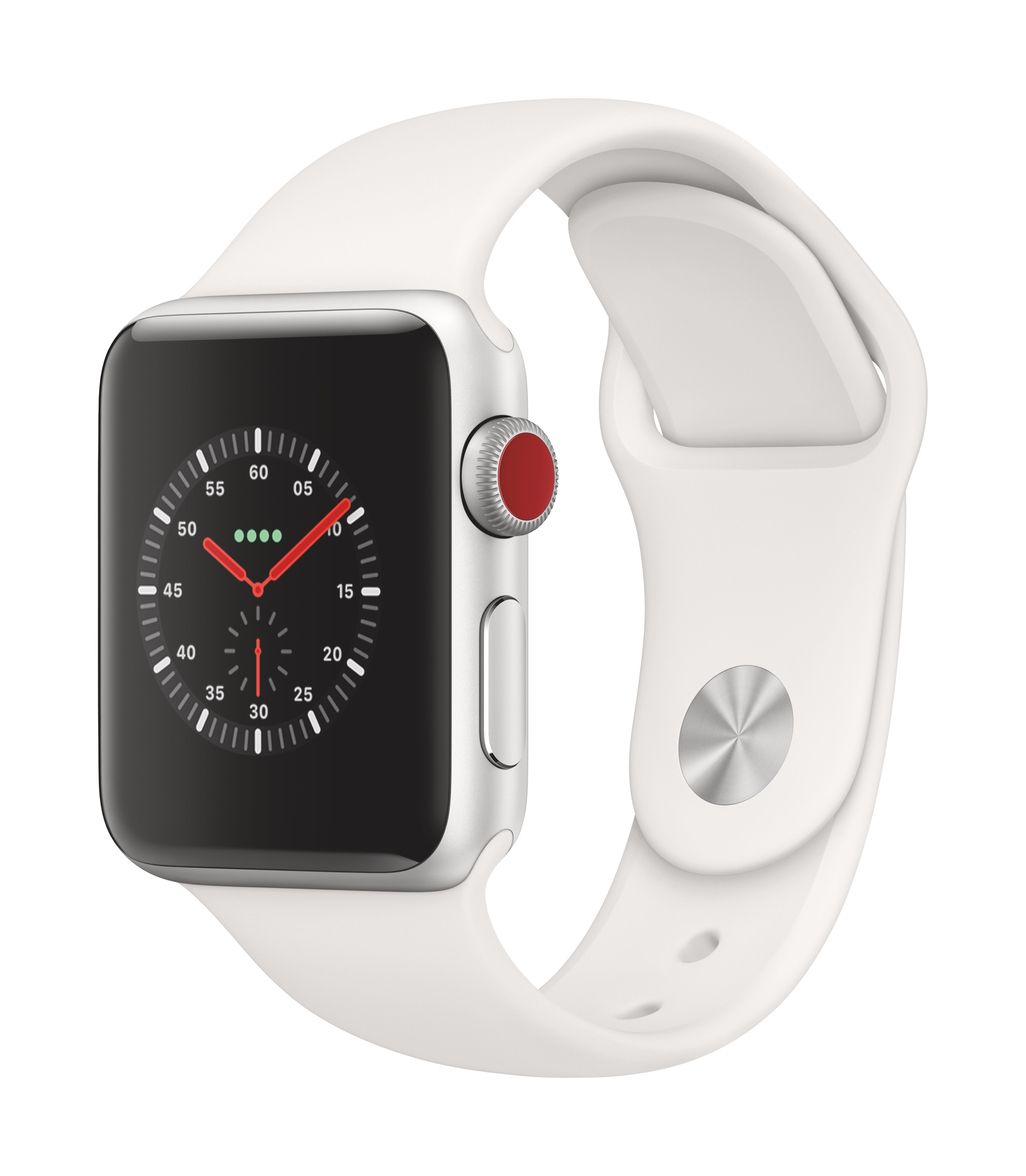 Apple Watch Series 3 Gps Cellular 38mm Silver Al Case With White Sport Ban Incredible Connection