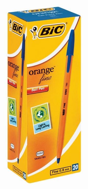  BIC Orange Original Fine Ballpoint Pens Fine Point (0.8 mm) -  Blue, Box of 20 : Office Products