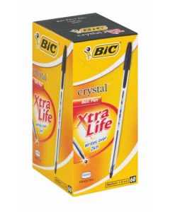 BIC Crystal Xtra Life Ballpoint Pens Black Box Of 60