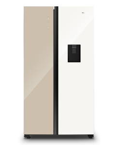 Hisense 508L SBS Fridge Water Dispenser White And Khaki Glass H670SDK-WD