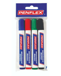 Penflex Whiteboard Markers Wallet of 4 Assorted Colours