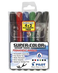 Pilot SCA-100 Permanent Marker Wallet Of 6