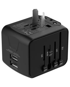 Snug 2 Port Universal Travel Adapter Black